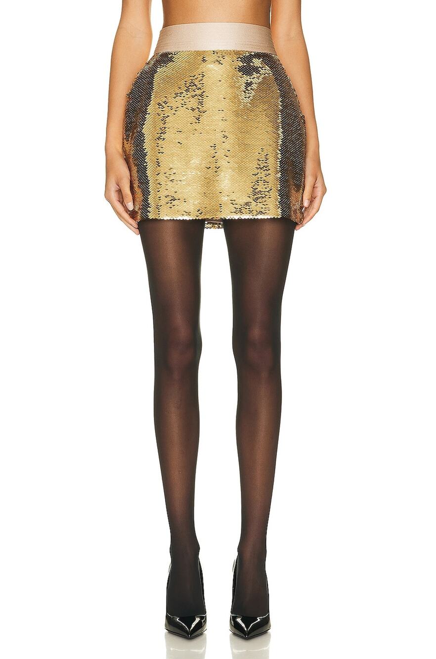 Alex Perry Sequin Gold Delon Mini Skirt Size US 4 / UK 8